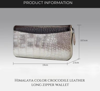 Dompet Kulit Buaya Asli Mewah Buatan Khusus Unisex Wanita Pria Dompet Panjang Resleting Clutch