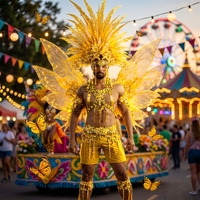 Disfraz de Samba Dorado de Lujo para Hombre, con Plumas Amarillas Grandes, Alas de Mariposa, para Actuaciones en Escenario y Desfiles
