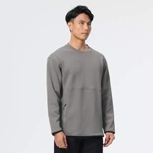 Sudadera Deportiva <span class=keywords><strong>de</strong></span> Manga Larga para Hombre, Estilo Casual, con Patrón Sólido, Corte Holgado, Tejido <span class=keywords><strong>de</strong></span> Tela, para Primavera y Otoño - Product Image 3