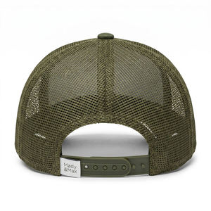 Casquette de camionneur pour enfants avec broderie de truite, bicolore blanc et olive, dos en maille, casquette snapback pour la pêche en plein air, casquette de baseball pour enfants - Product Image 5