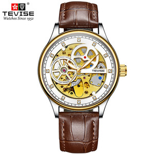 Montre automatique pour homme 820E, cuir véritable de haute qualité, mécanique, à cadran ajouré, tendance, résistante à l'eau - Product Image 2