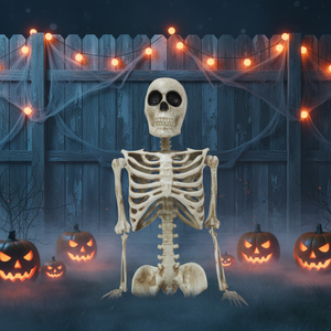 Décoration de jardin squelette d'Halloween en plastique avec articulations mobiles, accessoire effrayant pour maison hantée, pour fête d'Halloween intérieure et extérieure - Product Image 5