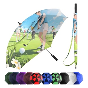 Heavy Duty Semi-<b>Automatic</b> Open Close Golf <b>Umbrella</b> Fiberglass Ribs Non-Slip Handle Pongee Material-Sturdy for Business Gifts - Product Image 4