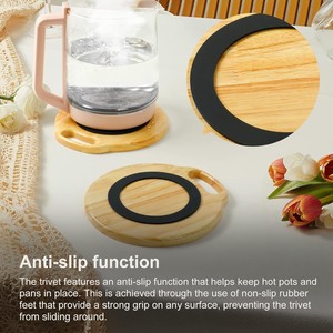 Bamboo Wooden Kitchen Furniture Insulation Pad Non-Slip Casserole Stand Wall-Hung Rack for <b>Bowl</b> Kettle-Dishwasher Microwave Safe - Product Image 6