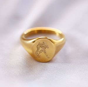 변색 방지 방수 주얼리 18K 금도금 스테인리스 스틸 12 별자리 조디악 반지 - Product Image 6