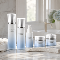 Bouteilles et pots cosmétiques cylindriques haut de gamme en verre à bouchon conique évasé pour ensemble de soins de la peau premium 30g 50g 40ml 100ml 120ml