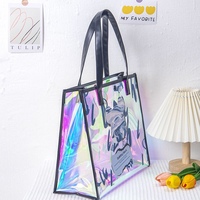 Sac fourre-tout élégant en PVC durable, imprimé à l'écran avec des paillettes, en forme de gelée, avec fermeture à bouton, pour trousse de maquillage et cadeau