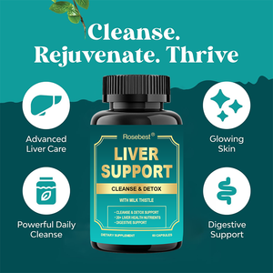 Rosebest Formule personnalisée d'extrait de chardon-Marie et d'<span class=keywords><strong>artichaut</strong></span>, capsules de nettoyage et de détoxification du foie, complément alimentaire pour le foie - Product Image 3