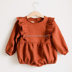 Barboteuse bébé en <span class=keywords><strong>lin</strong></span> rouille, barboteuse à bulles bohème pour tout-petits manches longues <span class=keywords><strong>combishort</strong></span> pour bébé - Product Image 5