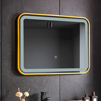 Miroir de salle de bain rectangulaire de luxe à LED à gradation et cadre en alliage d'aluminium avec affichage de l'heure