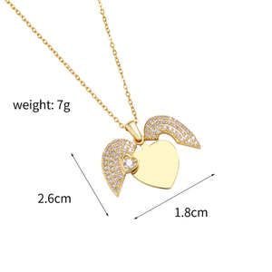 Collana a Cuore a Doppio Strato Personalizzata con <span class=keywords><strong>Nome</strong></span> Inciso e Ali Staccabili, Gioiello Regalo - Product Image 4