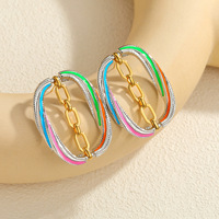 Boucles d'oreilles tendance en acier inoxydable, texture torsadée, géométriques, colorées, populaires, de bonne qualité, bijoux TGES9079