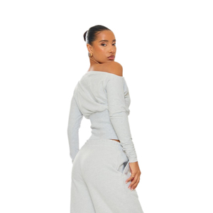 Completo due pezzi da donna KY con top <span class=keywords><strong>monospalla</strong></span> a <span class=keywords><strong>manica</strong></span> <span class=keywords><strong>lunga</strong></span> e pantaloni, in spandex/cotone traspirante, per uso quotidiano casual, tutte le stagioni - Product Image 2