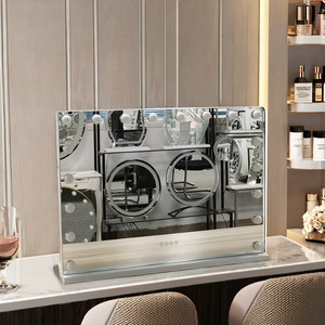 Lupa Rectangular Grande con Luz LED de 18 Luces, Espejo de Tocador de Hollywood con Altavoz Bluetooth