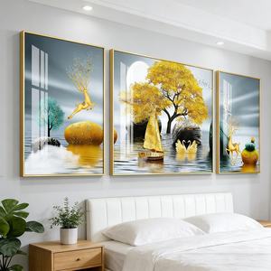 Decoración Vibrante para Pared de Pasillo, Arte Colorido para Iluminar el Pasillo, Pintura Abstracta de Paisaje en Tres Piezas, Lámpara LED de Porcelana de Cristal - Product Image 3