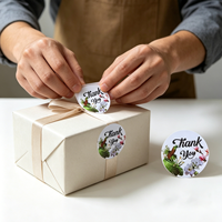 Autocollants ronds de remerciement, étiquettes adhésives florales de remerciement pour l'emballage de cadeaux, les mariages et la fermeture des colis pour petites entreprises
