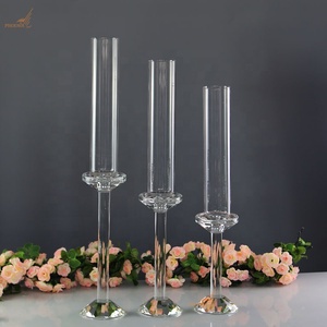 Sets of <strong>3</strong> Tall Crystal Tube <strong>Candle</strong> Stick <strong>Holder</strong> for Wedding Table Decoration - Product Image 4