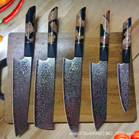 Couteau de chef ambré VG10 de 8 pouces avec logo personnalisé, manche en résine époxy, couteau japonais en cuivre damassé