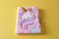 Nouveau modèle de carnet de notes personnalisé avec couverture Kawaii A5 en peluche, couverture rigide, rose, papillon, brodé, moelleux, pour filles