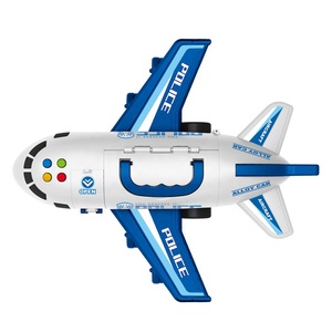 Modellino di Aereo Cargo Trasformabile Musicale per Bambini con Garage della Polizia, Giocattolo in Plastica con Auto in Scala 1:64 e Segnaletica - Product Image 4