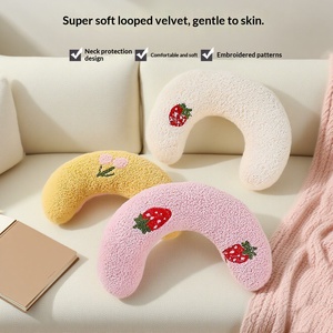 Sevimli U Şekilli Evcil Hayvan Boyun Yastığı Yumuşak Teddy Polar İnci Pamuk Dolgulu Servikal Destek Derin Uyku İçin Çıkarılabilir Yıkanabilir Kediler İçin - Product Image 4