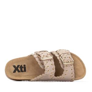 Sandalias de cuña beige para mujer Xti, tacón de 38,3 cm, diseño con hebilla y correa de gamuza - Product Image 5