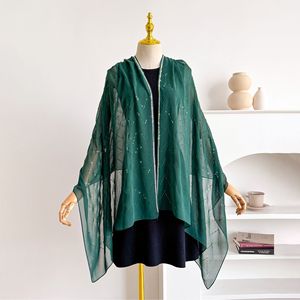 Fashion Lace Trim Chiffon Scarf With Rhinestone Luxury Solid <b>Shawl</b> <b>Wraps</b> Breathable Summer Scarf Factory Price - Product Image 2