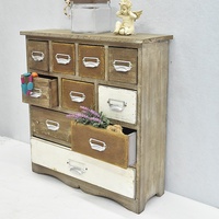 Organisateur de bureau en bois rustique Mini bibelot armoire de rangement en bois avec de nombreux tiroirs