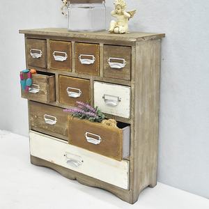 Rustic Wood <strong>Mini</strong> Trinket Desk Organizer Wooden Chest Storage Cabinet With Many <strong>Drawers</strong> - Product Image 2