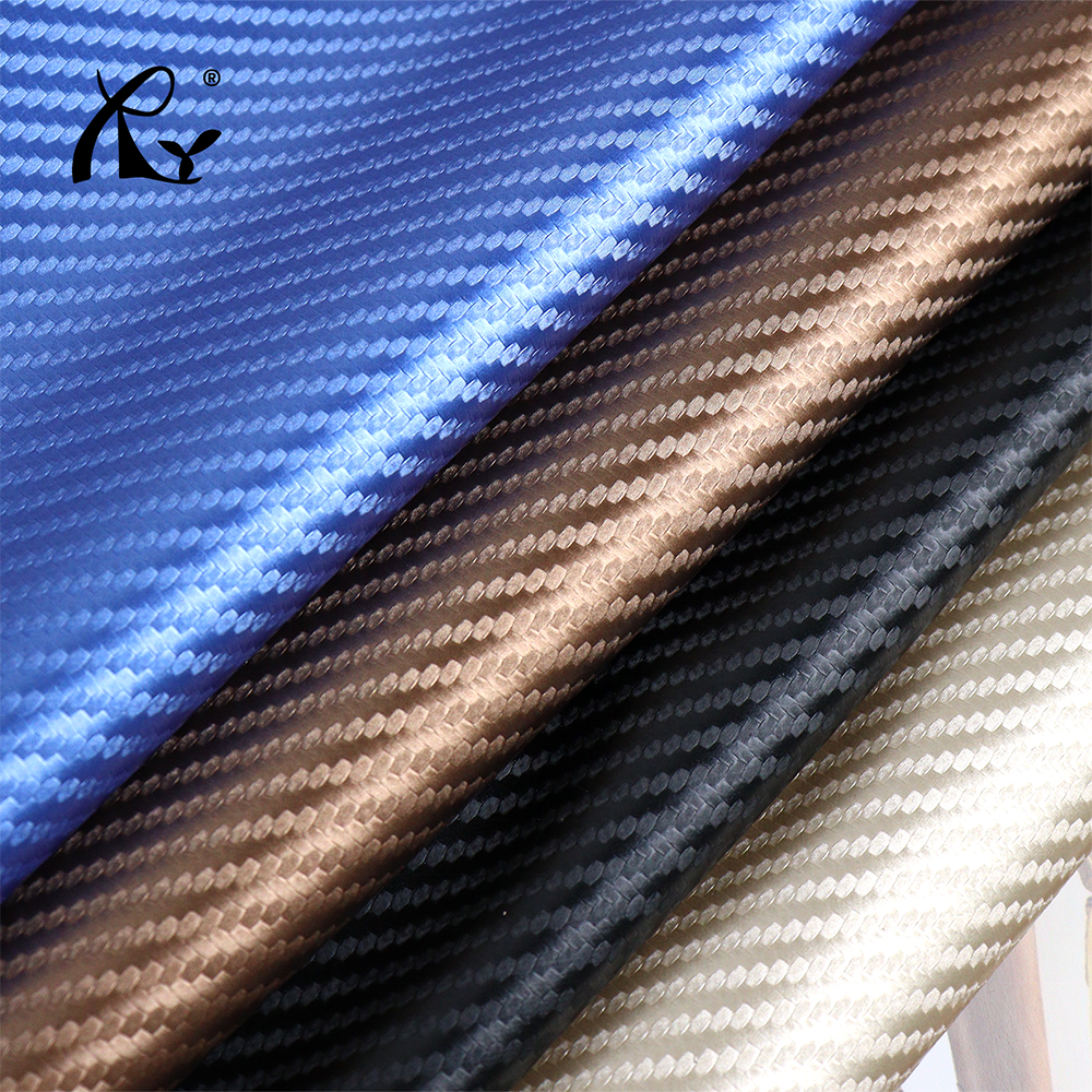 0.5mm Carbon Fiber Twill PU Leather with Stretch and Stripes for Furniture Synthetic Leather Fabric for Steering Wheels
