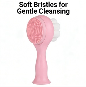 <span class=keywords><strong>Brosse</strong></span> <span class=keywords><strong>nettoyante</strong></span> manuelle portable réutilisable double face 2-en-1 pour points noirs et nettoyage en profondeur des pores - Product Image 4
