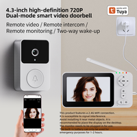 Sonnette de porte sans fil OEM Tuya App avec caméra, écran IPS 4,3 pouces, détection de mouvement 720P, interphone vidéo extérieur IP65