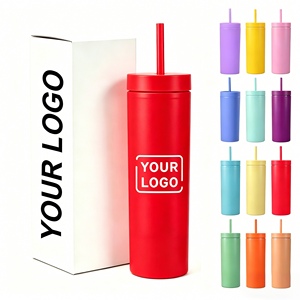 แก้วน้ำทรงตรงสองชั้นเคลือบยาง IDEA GIFT ขายดี พร้อมหลอดดูด แก้วอะคริลิกทรงเพรียวบาง - Product Image 1