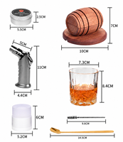 Ensemble fumeur à whisky en gros, en stock aux États-Unis, avec 2 verres et 3 saveurs de copeaux de bois, pour cadeaux de pendaison de crémaillère, supports vierges pour gravure laser