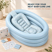 Baignoire gonflable pour bébé avec support intérieur profilé, conception ovale en PVC avec chambre à air pour un rangement peu encombrant, emballage personnalisé