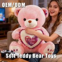 Vente en gros d'ours en peluche lumineux LED personnalisés pour la Saint-Valentin, jouet anti-stress pour cadeaux romantiques unisexes