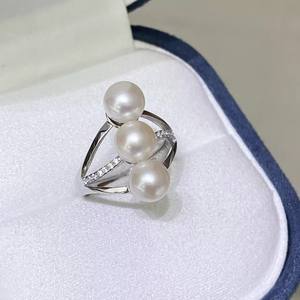 WENCHI 11725 10691DIY Accesorios de Perlas, Anillo de Plata S925 con Base Vacía, Joyería Moderna y a la Moda con Perlas Redondas de 9-12 mm - Product Image 1