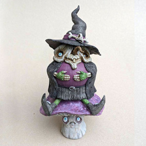 Decoración de resina de bruja de Halloween con forma de hongo, adorno de jardín para exteriores, decoración para patio y hogar - Product Image 4