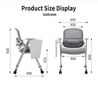 Chaise de conférence pliable et empilable moderne pour bureau et salle de formation avec tablette d'écriture, en plastique, couleur personnalisable