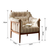 Fauteuil de loisirs rétro français en bois massif, style médiéval, pour séjour, design rayé, canapé individuel