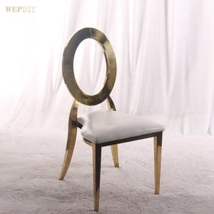 Stackable Hollow Stainless Steel Gold Silver Rose Gold <strong>Small</strong> Round Back Wedding <strong>Chair</strong> <strong>for</strong> Hotel Wedding - Product Image 4
