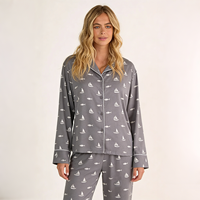 Ensemble de pyjama thermique en satin Hongbo pour femmes, longueur intégrale, tissu personnalisé, imprimé par un designer, vêtements de nuit