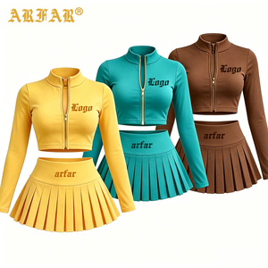 Nuovo Arrivo 2026 Abbigliamento <span class=keywords><strong>Donna</strong></span> Set Due Pezzi Personalizzabile con Logo e Colore, Giacca <span class=keywords><strong>Corta</strong></span> con Cerniera e Minigonna, <span class=keywords><strong>Tuta</strong></span> Sportiva da <span class=keywords><strong>Donna</strong></span> - Product Image 2