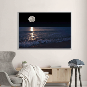 Enchanted Night: Printed <b>Canvas</b> Artwork of a Moonlit Seascape,WHITE <b>FRAMED</b> <b>CANVAS</b> - Product Image 3
