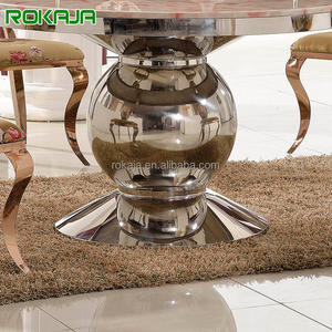 Tavolo da pranzo rotondo con piede sferico in acciaio inossidabile con piano in marmo <span class=keywords><strong>rubino</strong></span> unico di lusso Set tavolo da matrimonio per banchetti di vendita calda - Product Image 4