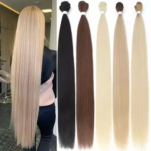 Tissage de cheveux synthétiques en fibre de couleur ombrée, faisceaux de cheveux synthétiques résistants à la chaleur, extensions de cheveux à double trame en machine noire naturelle