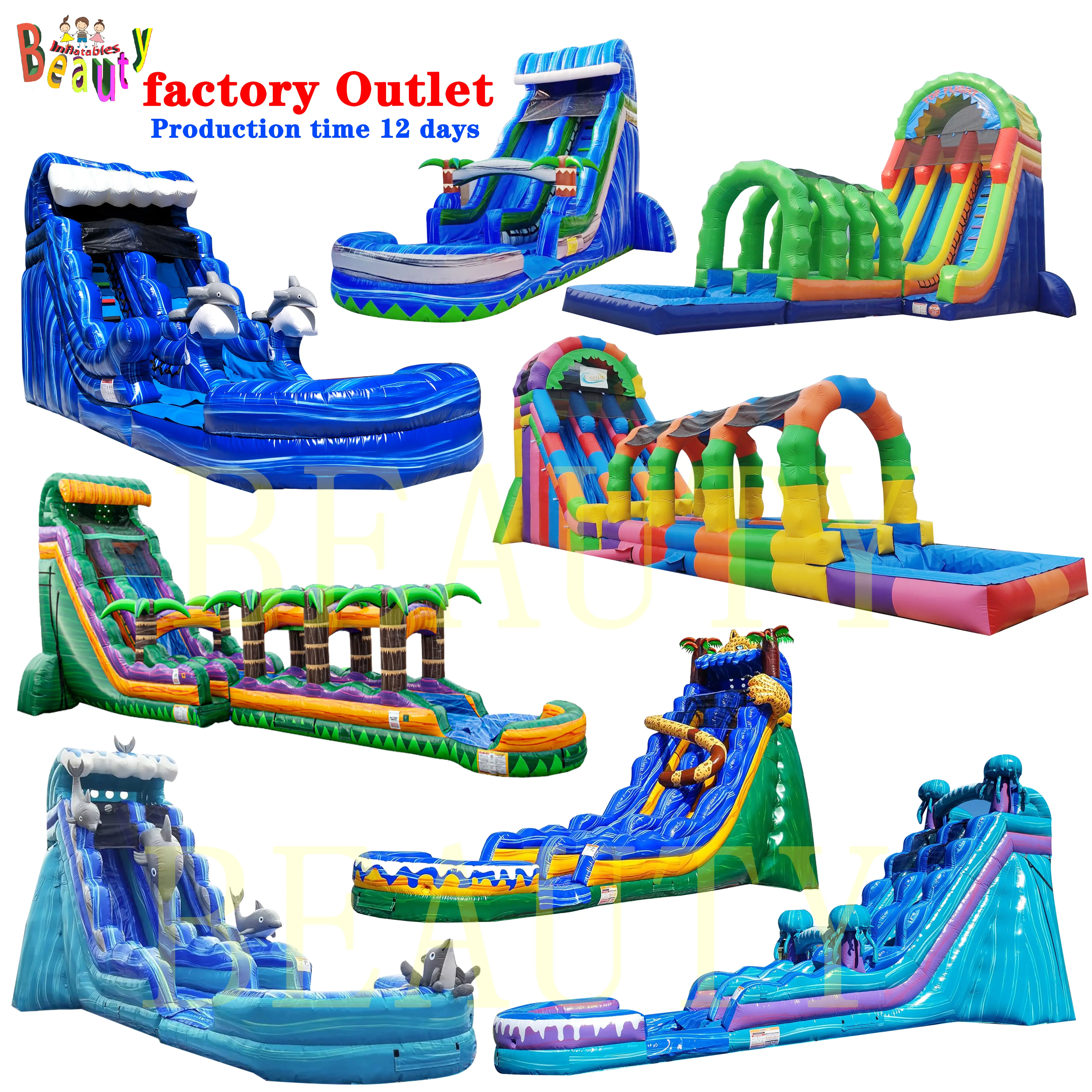 Customizable outdoor adult commercial giant inflatable water slide cheap backyard inflatable slide with swimming pool