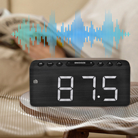 Altavoz Eléctrico Inteligente Portátil EMAF, Altavoz de Escritorio de Madera, Radio FM Digital, Cargador Inalámbrico para Teléfono, Reloj Despertador LED