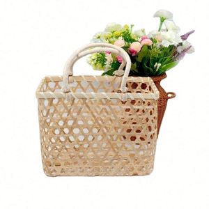 Cesta de Frutas de Bambú Natural Hecha a Mano en China, Forma Rectangular, con Asa para Llevar - Product Image 5