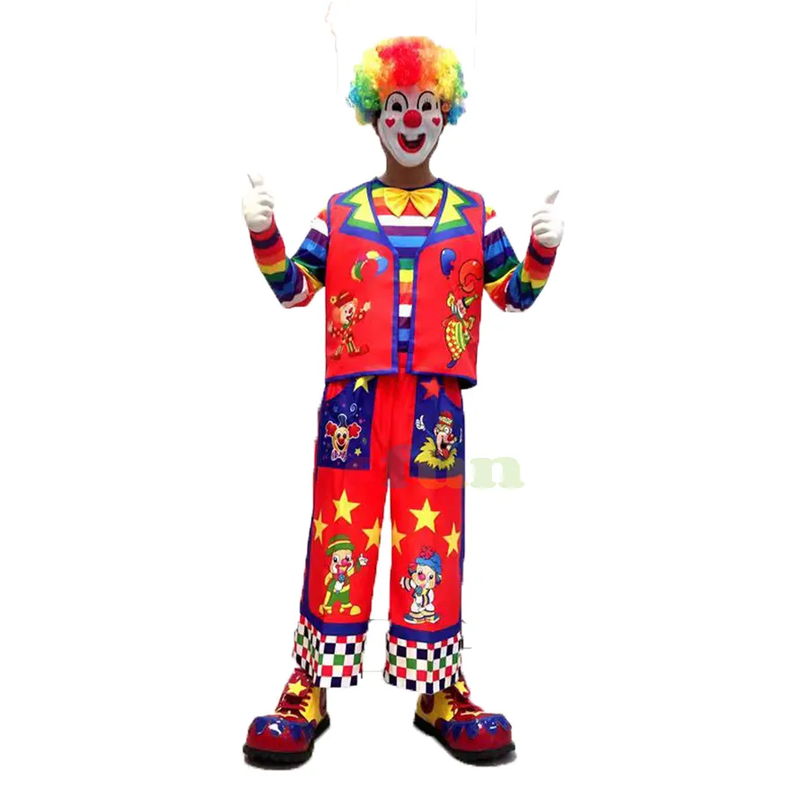 Efun - Fantasia de palhaço engraçado para Halloween adulto, conjunto de vestido coringa de Natal para carnaval, melhor preço